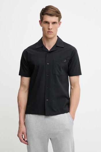Košeľa New Balance čierna farba, regular, s klasickým golierom, MT51523BK