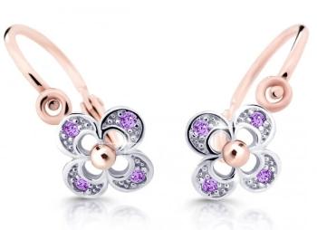 Cutie Jewellery Detské náušnice z ružového zlata C2200-10-X-4 fialová