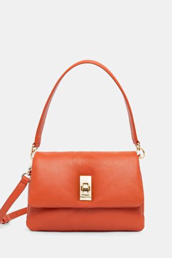 Kožená kabelka Tommy Hilfiger oranžová farba, AW0AW17638