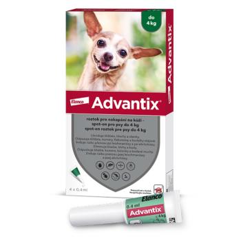 ADVANTIX Spot-on pre psov do 4 kg 0,4 ml 4 pipety