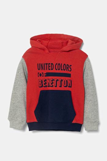 Detská bavlnená mikina United Colors of Benetton viac farieb, s kapucňou, s potlačou, 3J68G2011