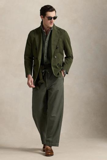 Ľanové nohavice Polo Ralph Lauren pánske, zelená farba, rovné, 710958596