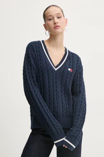 Bavlnený sveter Tommy Jeans tmavomodrá farba, DW0DW19885