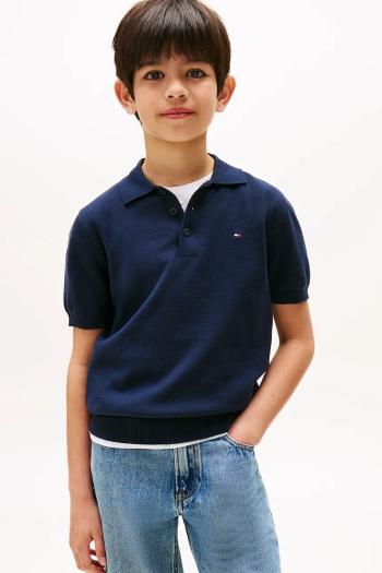 Detská bavlnená polokošeľa Tommy Hilfiger tmavomodrá farba, jednofarebná, KB0KB09754