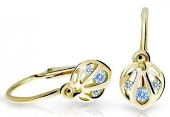 Cutie Jewellery Slušivé detské náušnice zo žltého zlata C2265-10-X-1 svetlo modrá