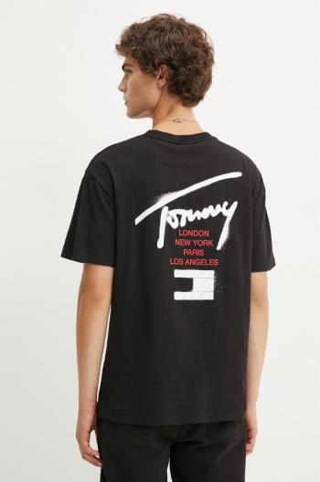 Tričko Tommy Jeans pánske, čierna farba, s potlačou, DM0DM18529