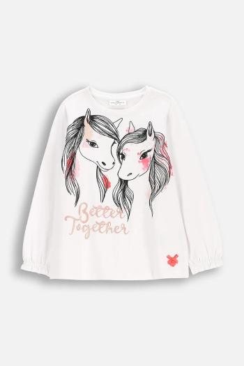 Detské tričko s dlhým rukávom Coccodrillo biela farba, NOSTALGIC MEADOW GIRL KIDS