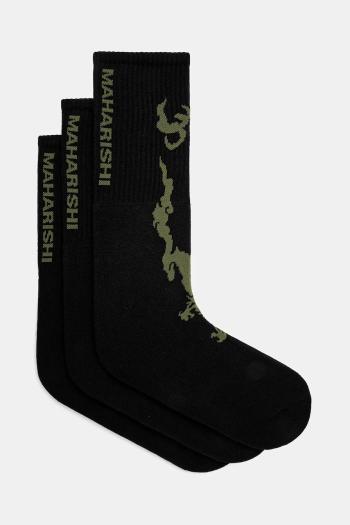 Ponožky Maharishi Bonsai Dragon Sport Socks 3 Pack 3-pak pánske, čierna farba, 1402.BLACK