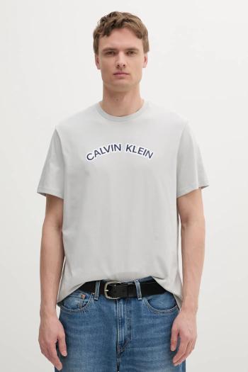 Bavlnené tričko Calvin Klein Jeans pánske, šedá farba, s potlačou, LV04RB849G