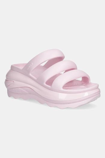 Šľapky Crocs Mega Crush Tripe Strap dámske, ružová farba, na platforme, 209842.6ZW