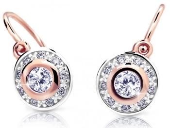 Cutie Jewellery Trblietavé detské bicolor náušnice C2400-10-X-4 biela