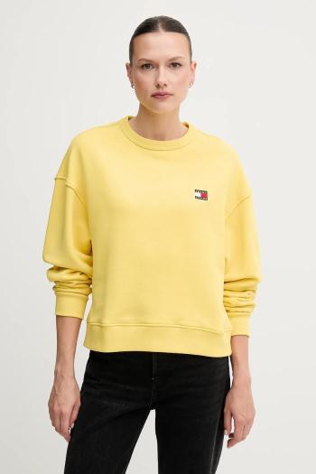 Bavlnená mikina Tommy Jeans dámska, biela farba, jednofarebná, DW0DW19408