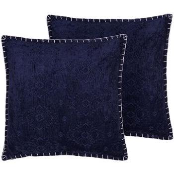 BELIANI, Súprava dvoch vankúšov vintage vzor 45 × 45 cm modrá MELUR, 203228 (beliani_203228)