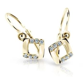 Cutie Diamonds Štvorcové detské náušnice zo žltého zlata s diamantmi C2268-10-10-X-1-D