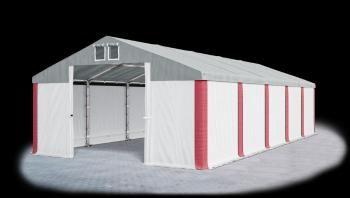 Garážový stan 4x6x2m strecha PVC 560g/m2 boky PVC 500g/m2 konštrukcia ZIMA PLUS Šedá Biela Červené