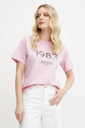 Bavlnené tričko Weekend Max Mara dámske, ružová farba, 2515971041600