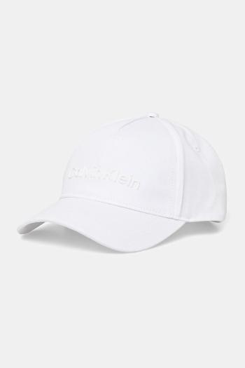 Bavlnená šiltovka Calvin Klein biela farba, jednofarebná, K50K511987