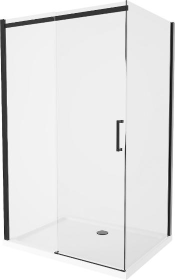 MEXEN/S - Omega sprchovací kút 130x100, transparent, čierna + biela vanička so sifónom 825-130-100-70-00-4010B