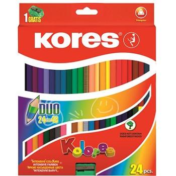 KORES KOLORES DUO trojhranné obojstranné 24 ks (48 farieb) (93224)