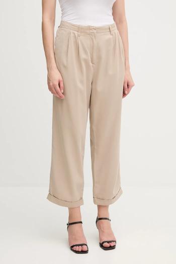 Nohavice Tommy Hilfiger béžová farba, široké, vysoký pás, WW0WW45589