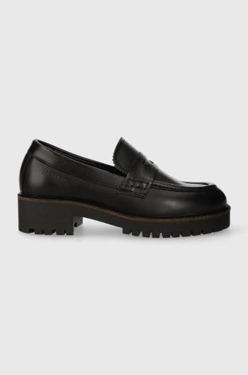 Kožené mokasíny Barbour Norma dámske, čierna farba, na platforme, LFO0672BK51