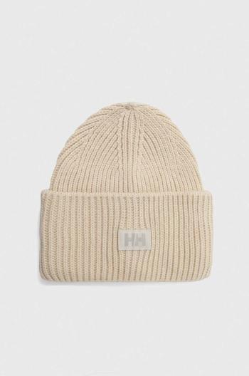 Čiapka Helly Hansen HH RIB BEANIE béžová farba, z hrubej pleteniny, 54020