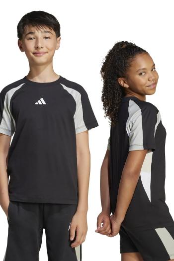 Detské bavlnené tričko adidas čierna farba, s potlačou, JD0058