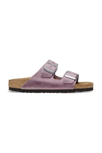 Kožené šľapky Birkenstock Arizona dámske, fialová farba, 1025490
