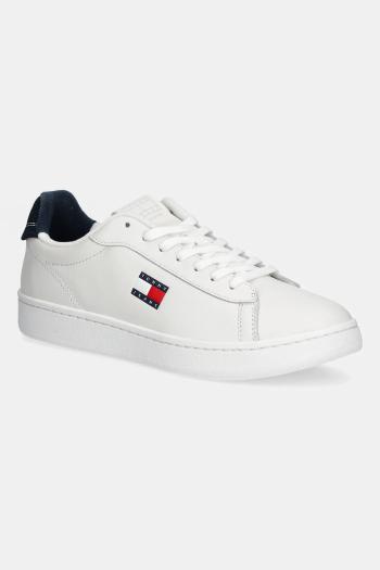 Kožené tenisky Tommy Jeans ARCHIVE '98 biela farba, EM0EM01596