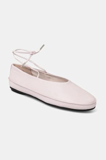 Kožené balerínky Calvin Klein BALLERINA MARY JANE STRAP LTH ružová farba, HW0HW02656