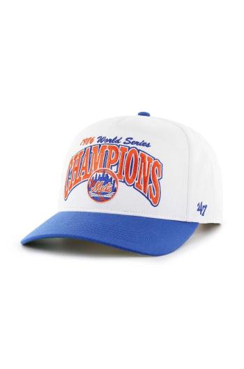 Šiltovka s prímesou vlny 47 brand MLB New York Mets biela farba, s nášivkou, BCWS-ARCHH16CTP-WH86