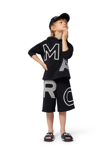 Detská mikina Marc Jacobs čierna farba, s kapucňou, s potlačou, W60431