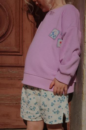 Detská bavlnená mikina Konges Sløjd RHW X KS LETTRE SWEAT OCS fialová farba, s potlačou, Rosie Huntington Whiteley KS103611