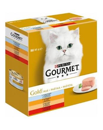 GOURMET GOLD Multipack tuniak, pečeň, morka, hovädzie paštéta konzervy pre mačky 8x85g