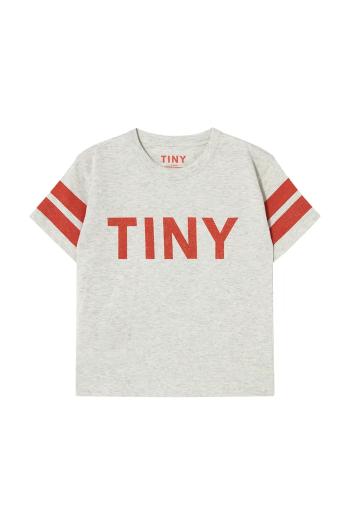 Detské bavlnené tričko Tinycottons STRIPES TINY TEE šedá farba, s potlačou, SS25-145