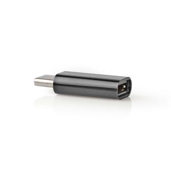 Nedis CCGB60910BK - USB-C Adaptér| USB 2.0 | USB-C™ Zástrčka | USB Micro-B Zásuvka | 480 Mbps | Okrúhly | Poniklované