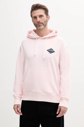 Bavlnená mikina Tommy Jeans ružová farba, s kapucňou, s potlačou, DM0DM20840