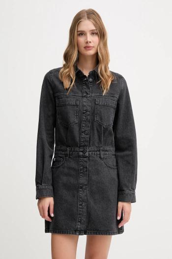 Rifľové šaty Dkny šedá farba, mini, áčkový strih, DJ5D9064