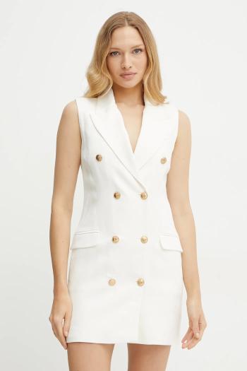 Ľanové šaty Elisabetta Franchi biela farba, mini, priliehavá, AB85352E2