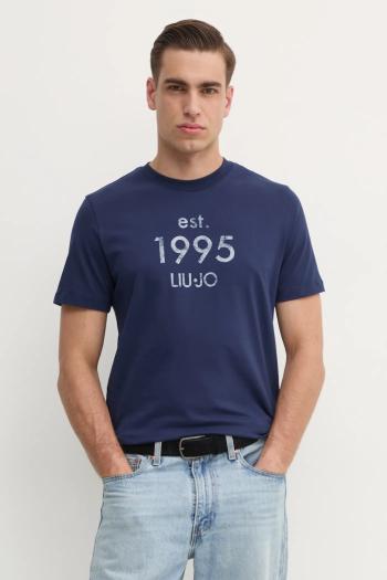 Tričko Liu Jo pánske, tmavomodrá farba, s potlačou, QA5125 J4924