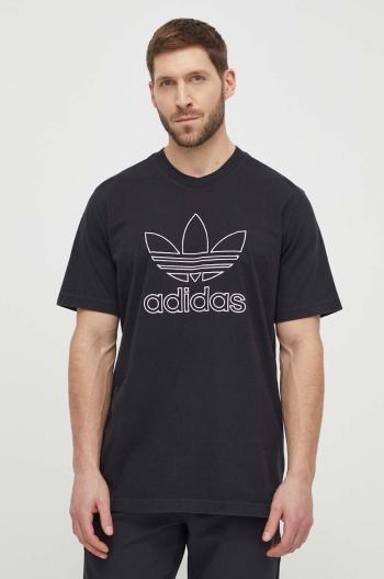 Bavlnené tričko adidas Originals Trefoil Tee pánske, čierna farba, s potlačou, IU2347