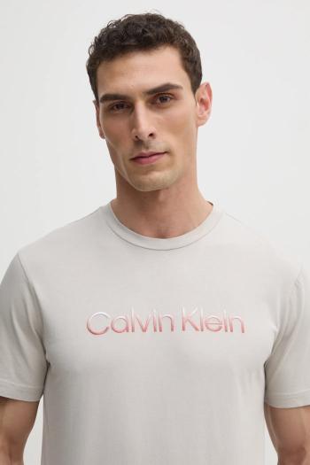 Bavlnené tričko Calvin Klein pánske, béžová farba, s potlačou, K10K114155