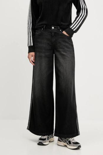 Rifle adidas Originals Denim Wide Pant čierna farba, JV7453