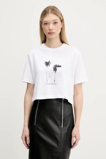 Bavlnené tričko Karl Lagerfeld Jeans dámske, biela farba, A3W17040