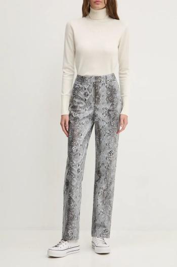 Nohavice Karl Lagerfeld Jeans dámske, šedá farba, rovné, vysoký pás, 246J1005