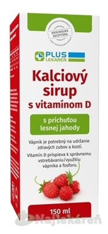 PLUS LEKÁREŇ Kalciový sirup s vitamínom D s príchuťou lesnej jahody 150 ml