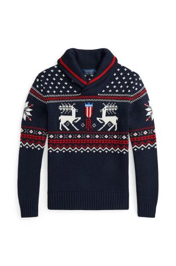 Detský sveter s prímesou vlny Polo Ralph Lauren tmavomodrá farba, 323951375001