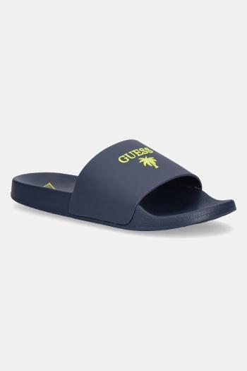 Šľapky Guess SLIDES PALMA pánske, tmavomodrá farba, F5GZ05 BB00F