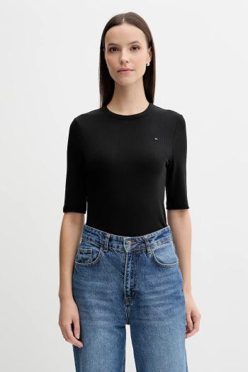 Tričko Tommy Hilfiger dámske, čierna farba, WW0WW47308