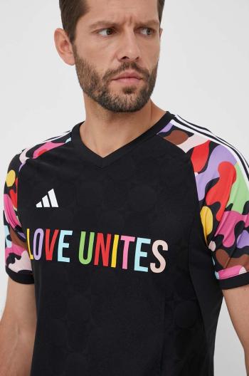 Tréningové tričko adidas Performance Pride Tiro čierna farba, vzorované